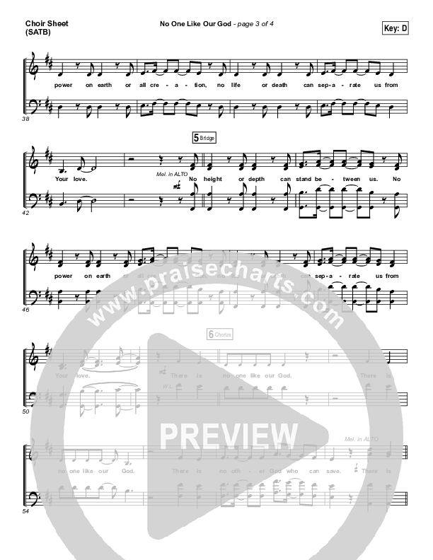 No One Like Our God Choir Sheet (SATB) (Lincoln Brewster)
