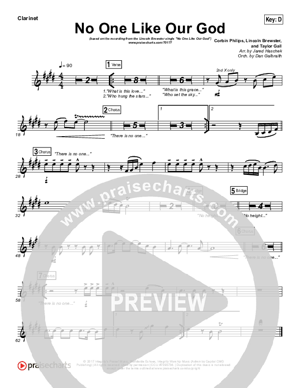 No One Like Our God Clarinet (Lincoln Brewster)