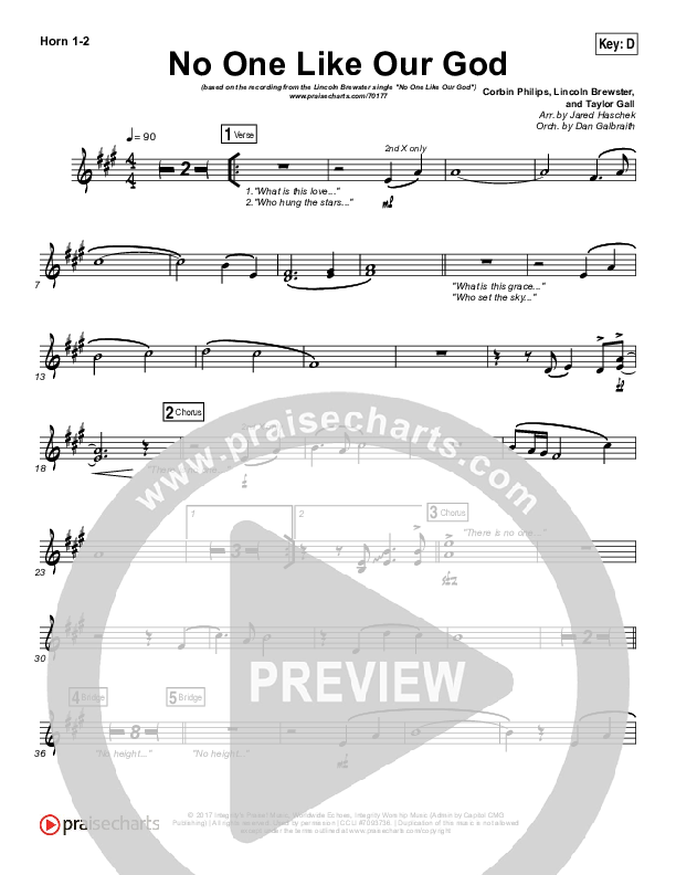 No One Like Our God French Horn 1/2 (Lincoln Brewster)