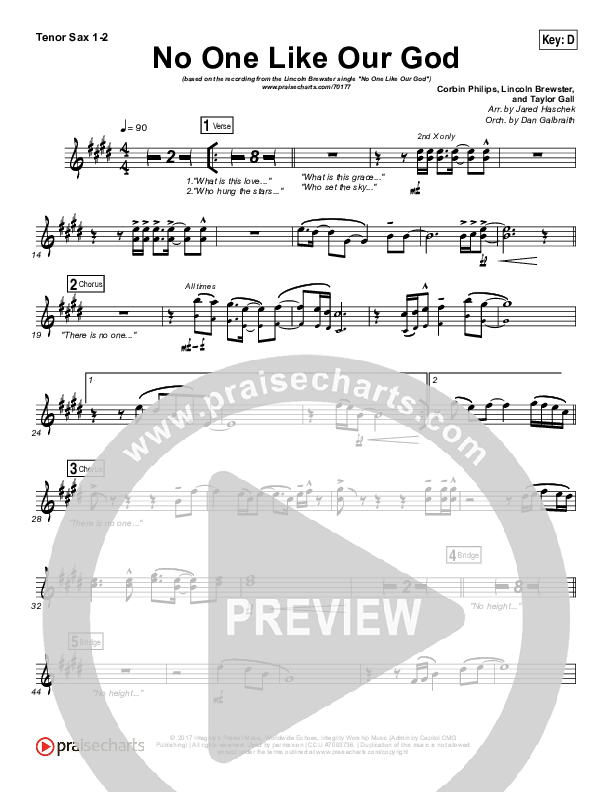 No One Like Our God Tenor Sax 1/2 (Lincoln Brewster)