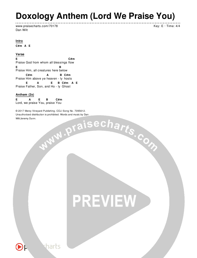 Doxology Anthem Lord We Praise You Chords Dan Wilt Praisecharts doxology anthem lord we praise you