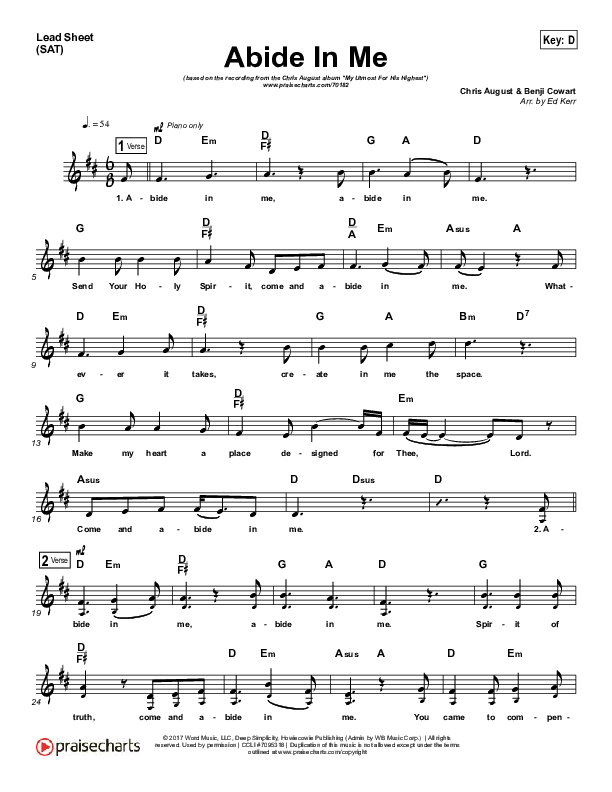 Abide In Me Lead (SAT) (Chris August)