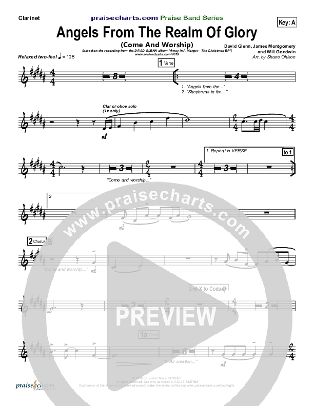 Angels From The Realms Of Glory (with Come And Worship) Wind Pack (David Glenn)