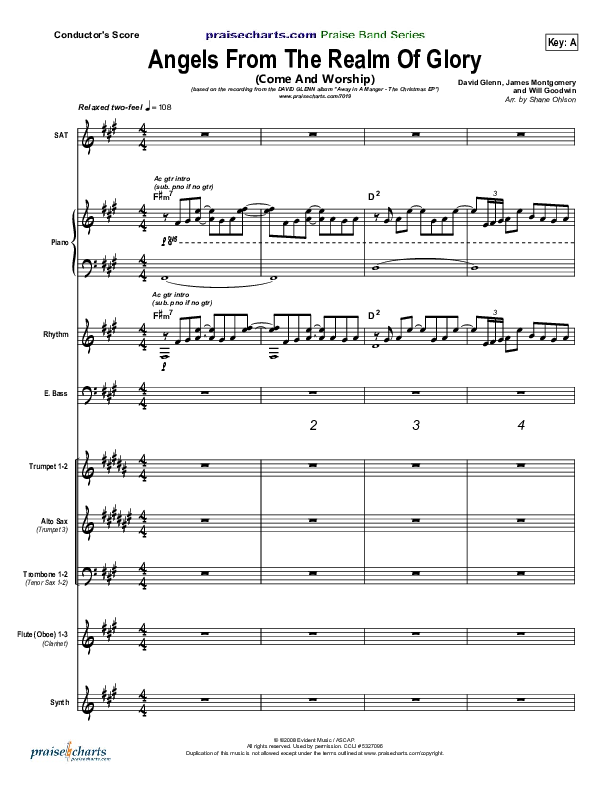 Angels From The Realms Of Glory (with Come And Worship) Conductor's Score (David Glenn)