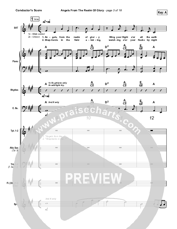 Angels From The Realms Of Glory (with Come And Worship) Conductor's Score (David Glenn)