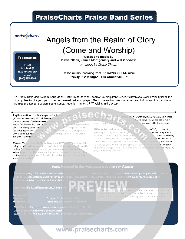 Angels From The Realms Of Glory (with Come And Worship) Cover Sheet (David Glenn)