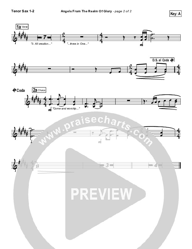 Angels From The Realms Of Glory (with Come And Worship) Tenor Sax 1/2 (David Glenn)