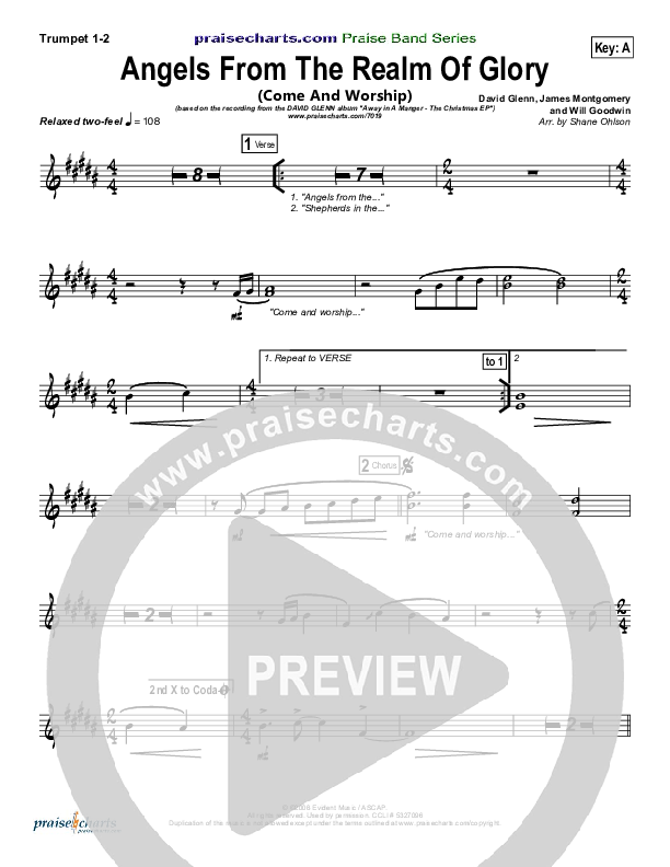 Angels From The Realms Of Glory (with Come And Worship) Trumpet 1,2 (David Glenn)