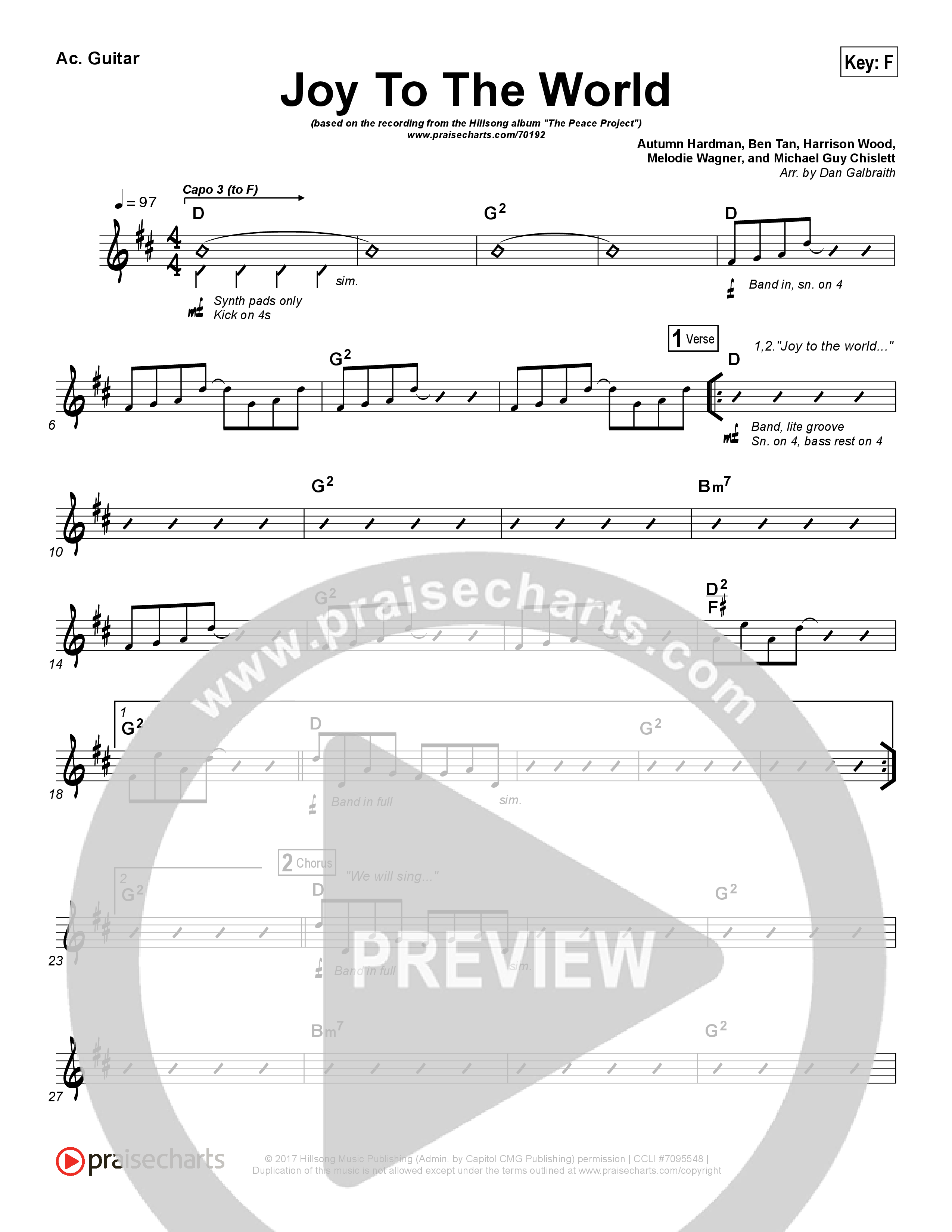 Joy To The World Rhythm Chart (Hillsong Worship)