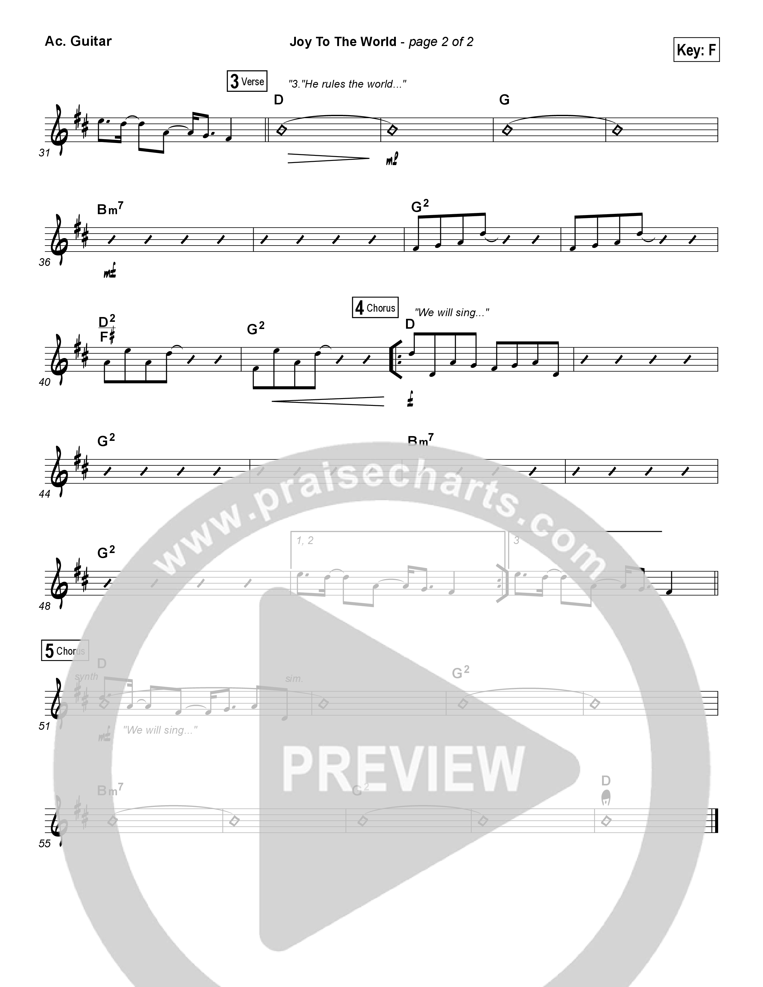 Joy To The World Acoustic Guitar (Hillsong Worship)