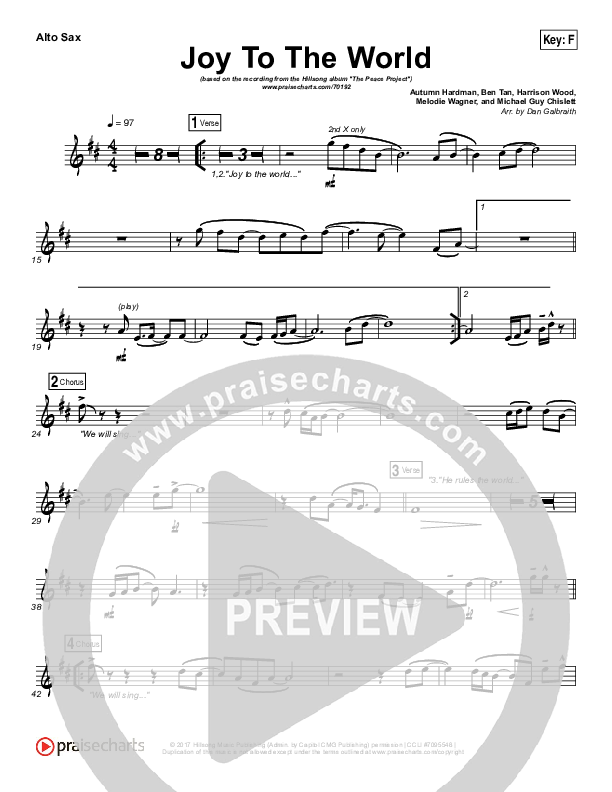 Joy To The World Alto Sax (Hillsong Worship)