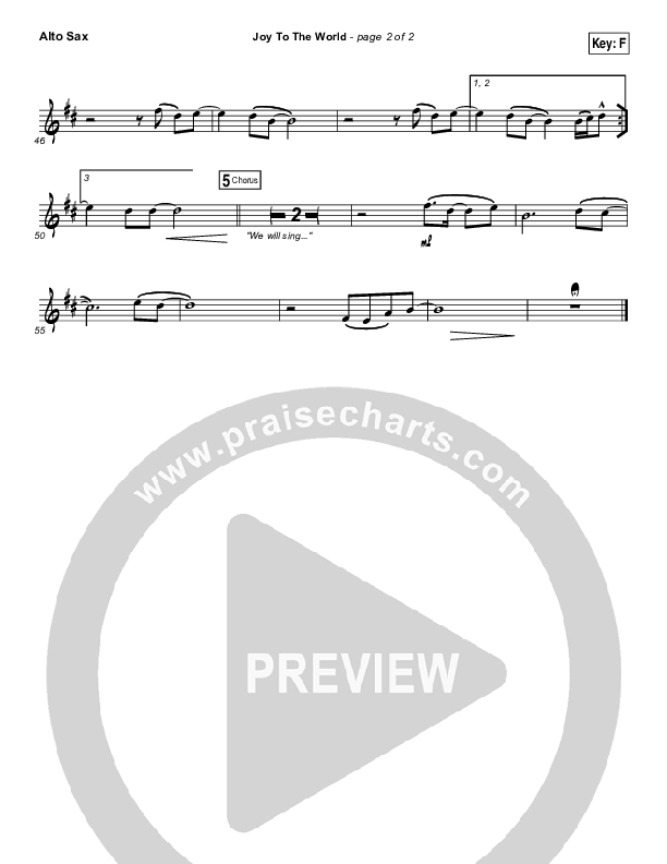 Joy To The World Alto Sax (Hillsong Worship)