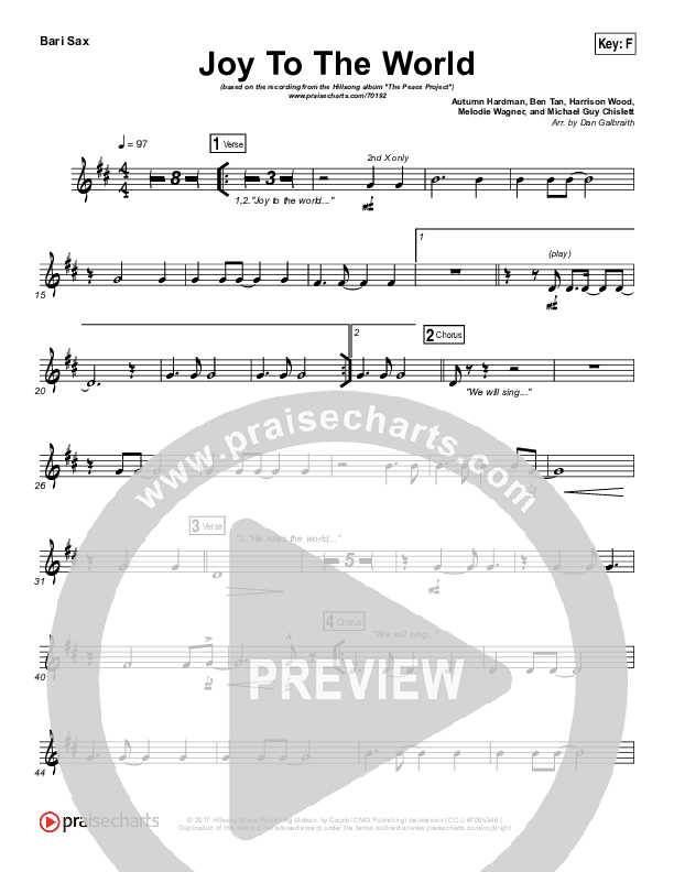 Joy To The World Bari Sax (Hillsong Worship)