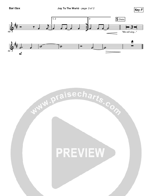 Joy To The World Bari Sax (Hillsong Worship)