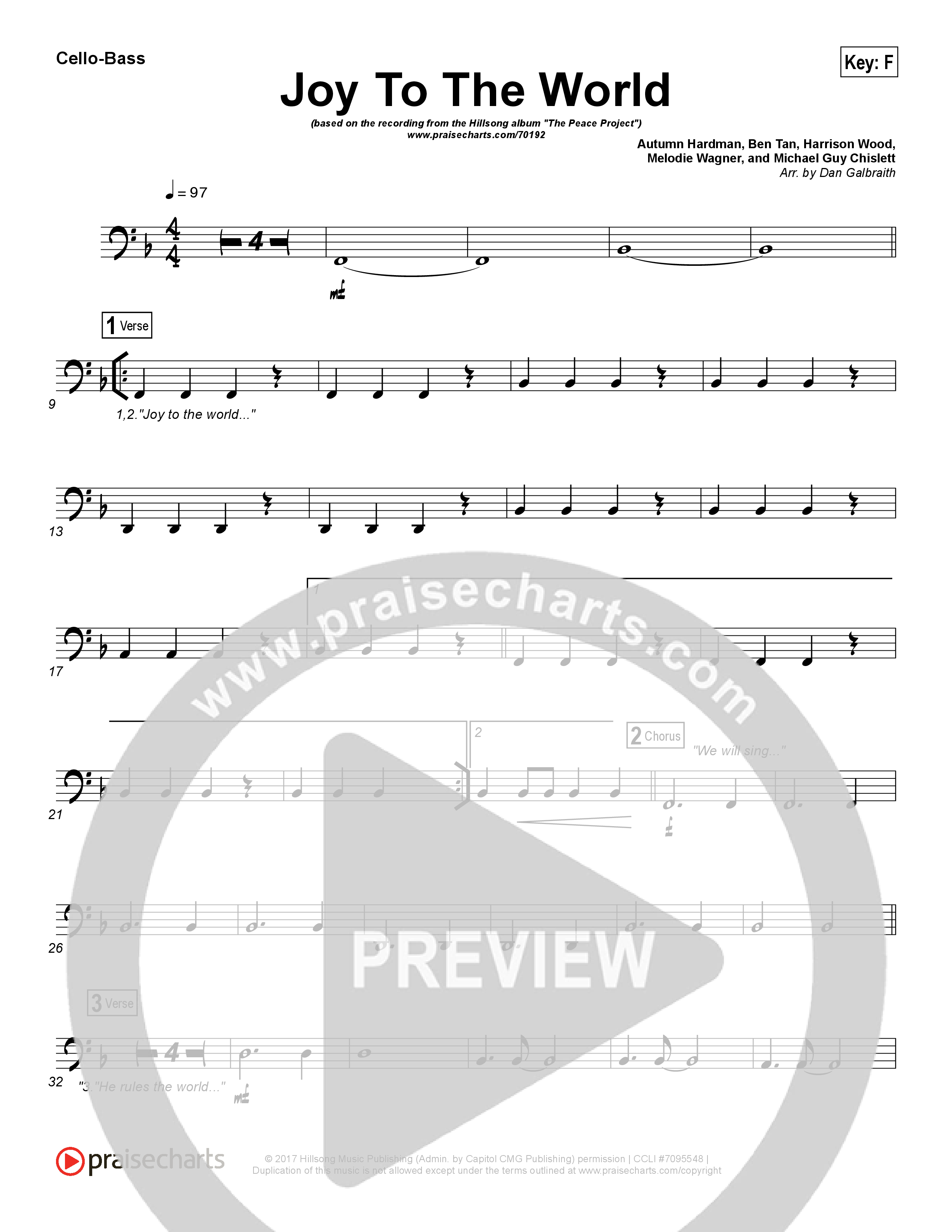 Joy To The World Cello/Bass (Hillsong Worship)