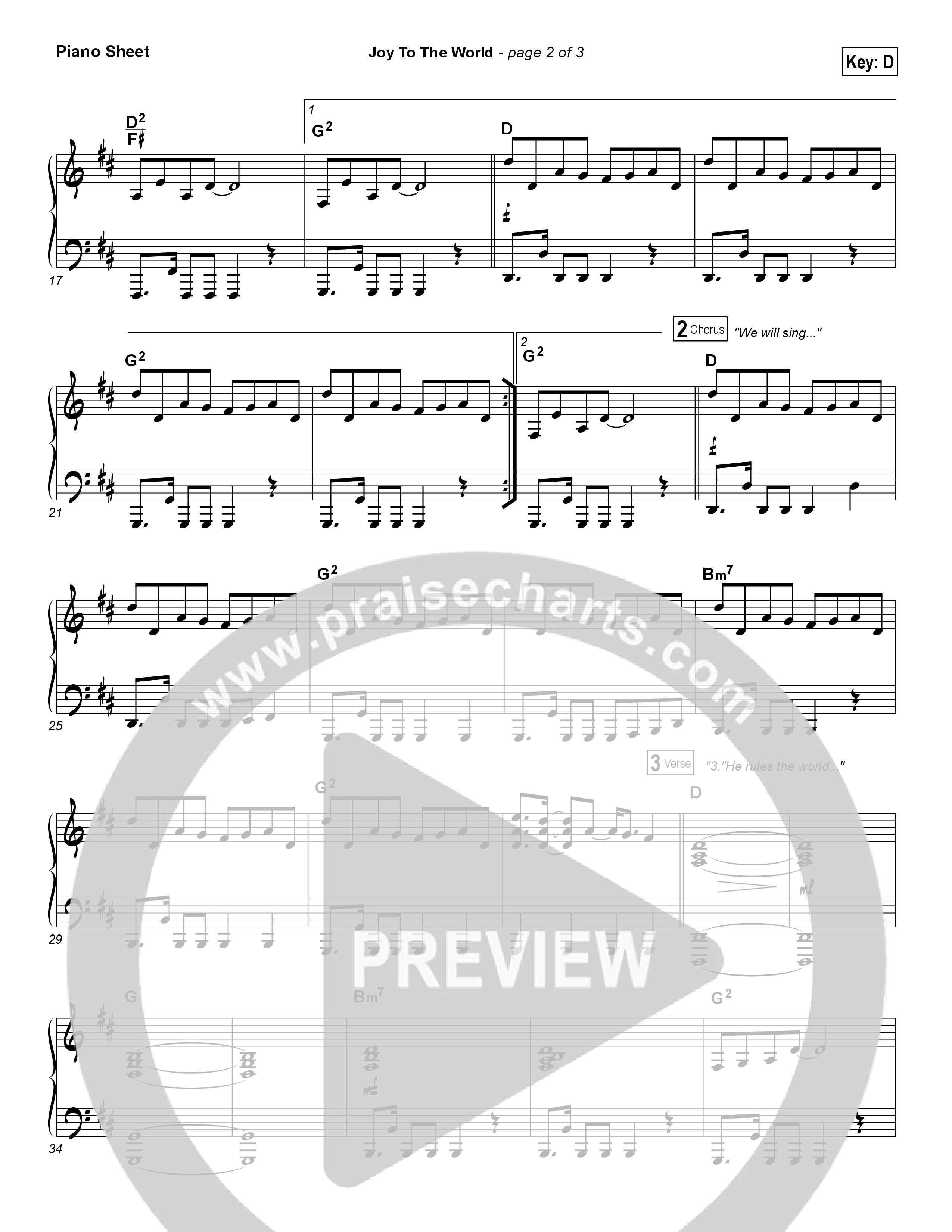 Joy To The World Piano Sheet (Hillsong Worship)