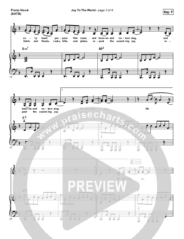Joy To The World Piano/Vocal (SATB) (Hillsong Worship)