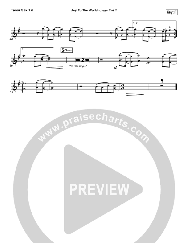 Joy To The World Tenor Sax 1/2 (Hillsong Worship)