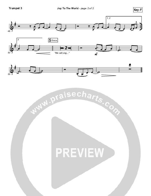 Joy To The World Trumpet 3 (Hillsong Worship)