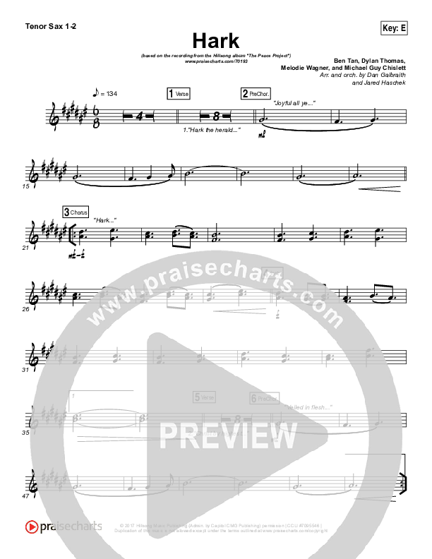 Hark Tenor Sax 1/2 (Hillsong Worship)