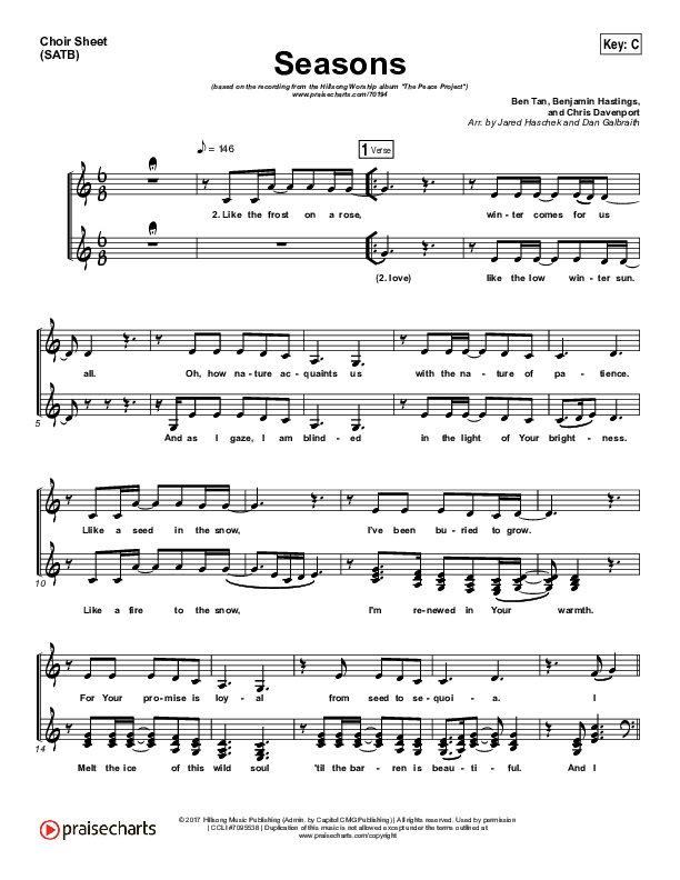 Seasons Vocal Sheet (SATB) (Hillsong Worship)