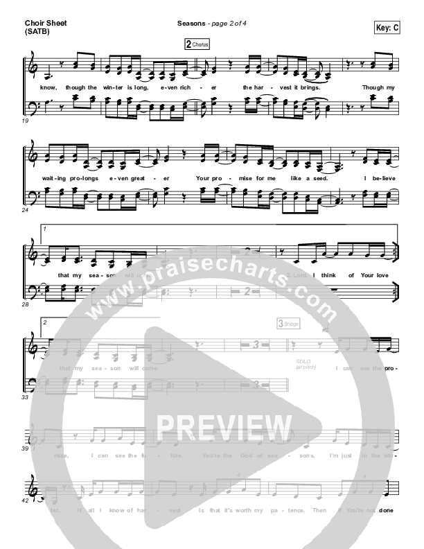 Seasons Vocal Sheet (SATB) (Hillsong Worship)