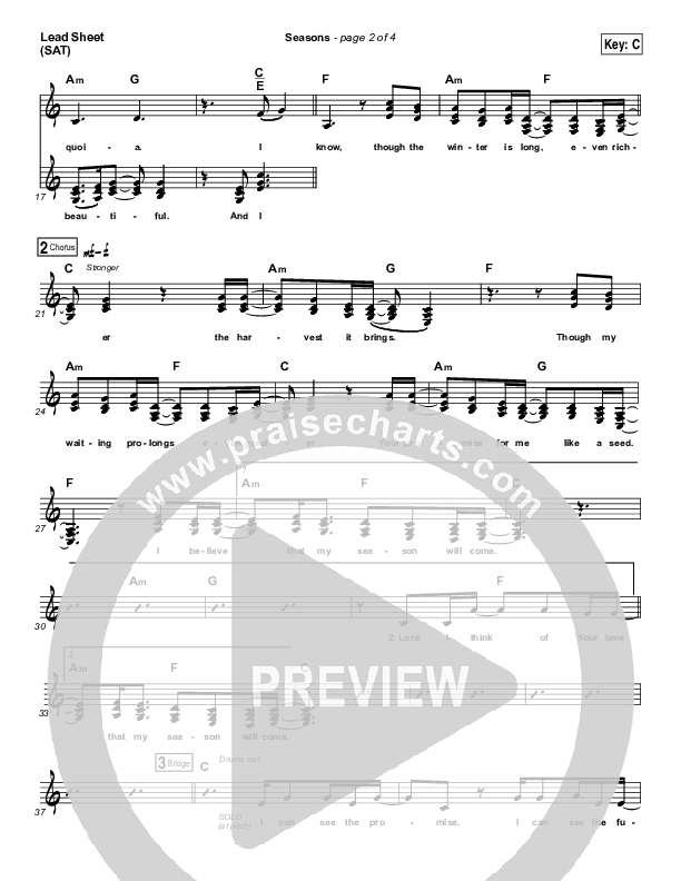 Seasons Lead Sheet (SAT) (Hillsong Worship)