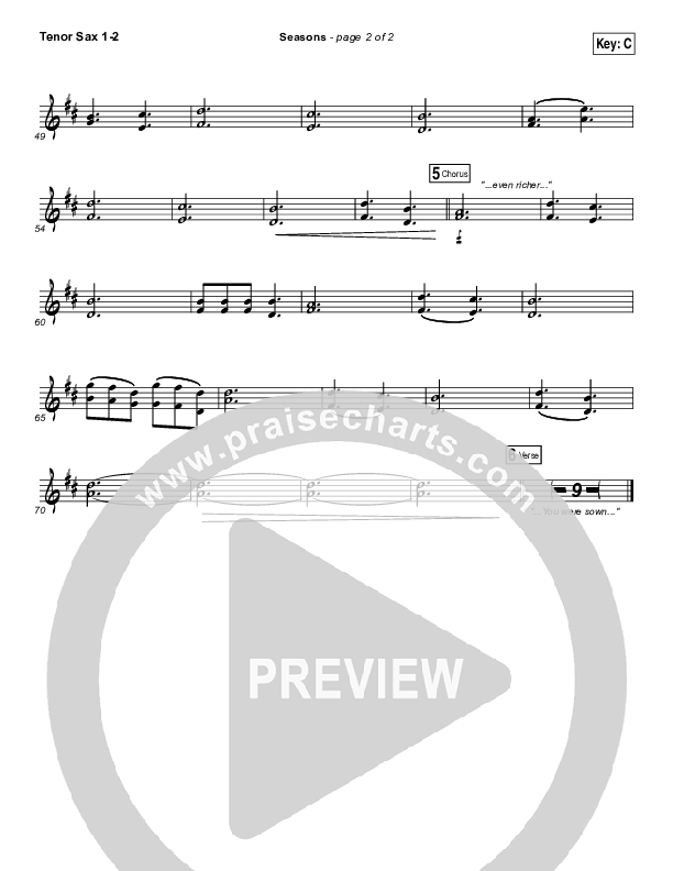 Seasons Tenor Sax 1/2 (Hillsong Worship)