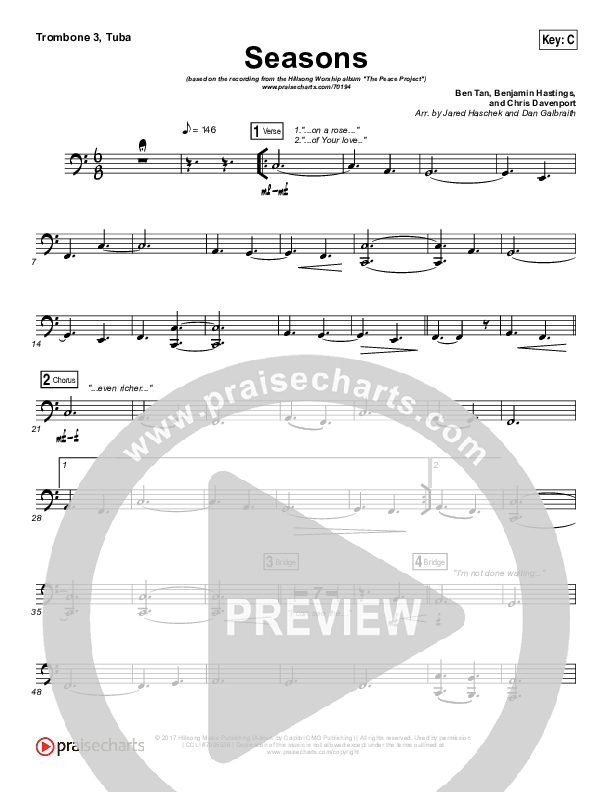 Seasons Trombone 3/Tuba (Hillsong Worship)