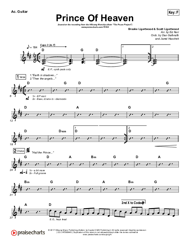 Prince Of Heaven Acoustic Guitar (Hillsong Worship)