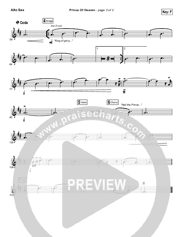 Prince Of Heaven Alto Sax (Hillsong Worship)