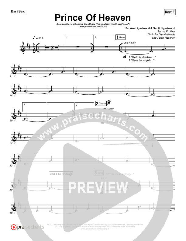 Prince Of Heaven Bari Sax (Hillsong Worship)