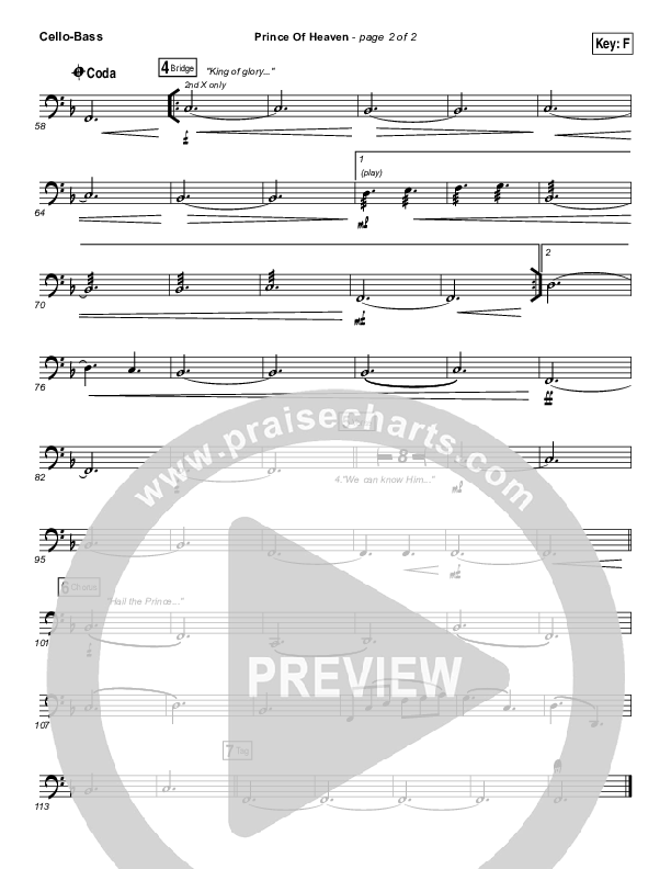 Prince Of Heaven Cello/Bass (Hillsong Worship)