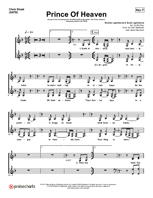 Prince Of Heaven Choir Sheet (SATB) (Hillsong Worship)