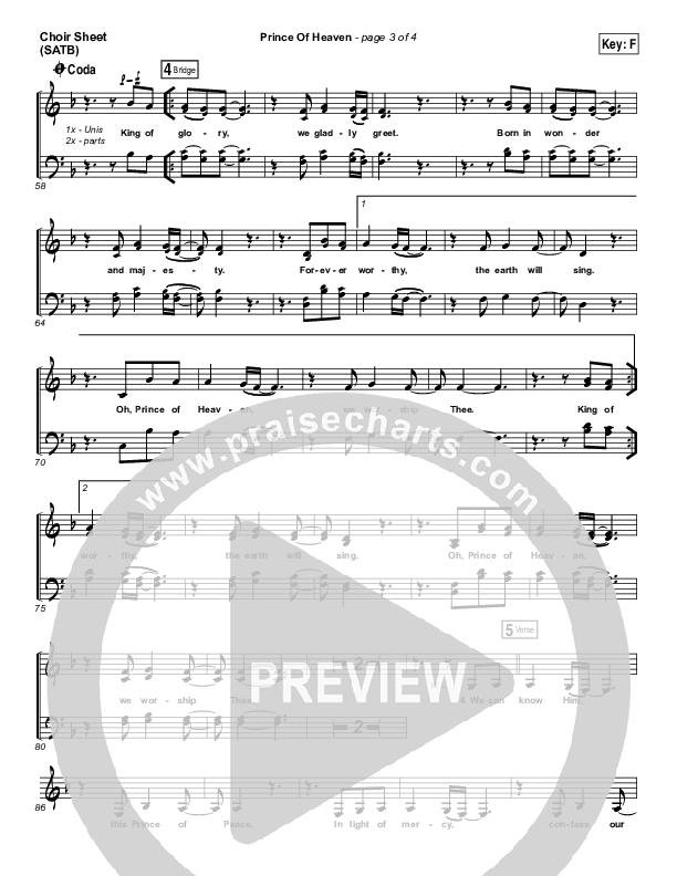 Prince Of Heaven Choir Sheet (SATB) (Hillsong Worship)