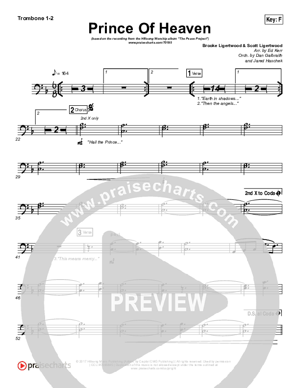 Prince Of Heaven Trombone 1/2 (Hillsong Worship)