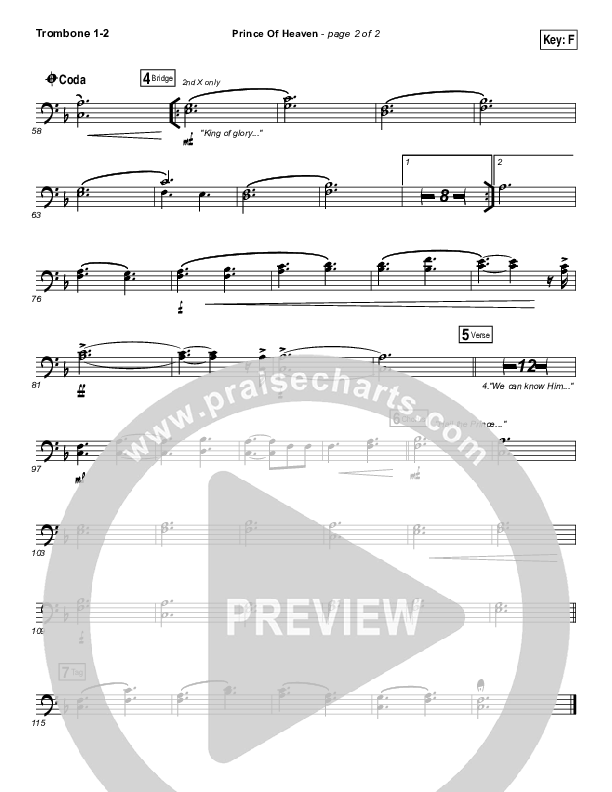 Prince Of Heaven Trombone 1/2 (Hillsong Worship)