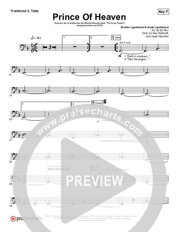 Prince Of Heaven Trombone 3/Tuba (Hillsong Worship)