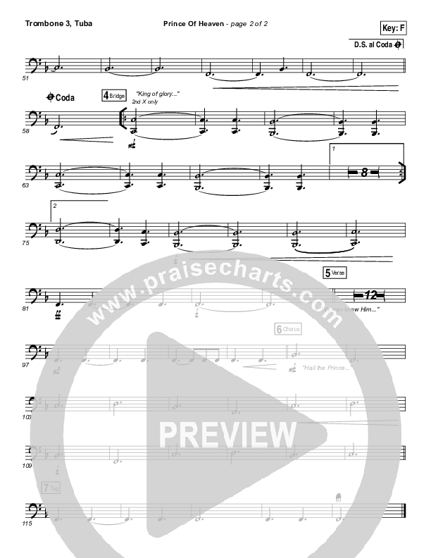 Prince Of Heaven Trombone 3/Tuba (Hillsong Worship)