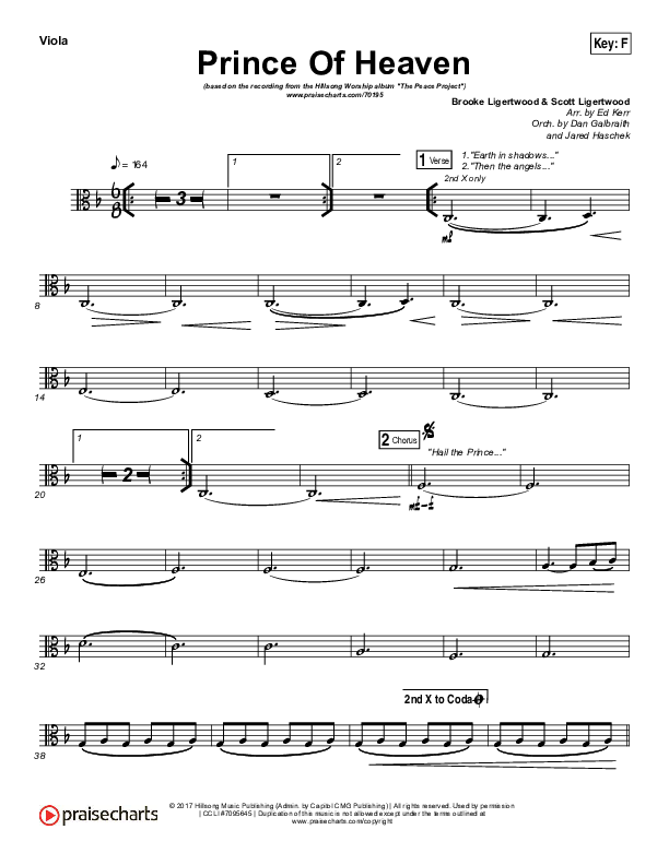 Prince Of Heaven Viola (Hillsong Worship)