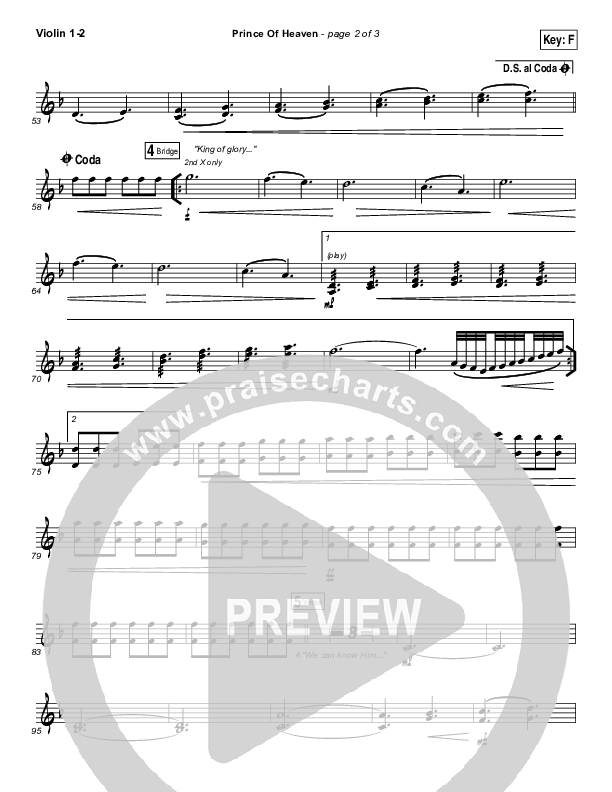 Prince Of Heaven Violin 1/2 (Hillsong Worship)