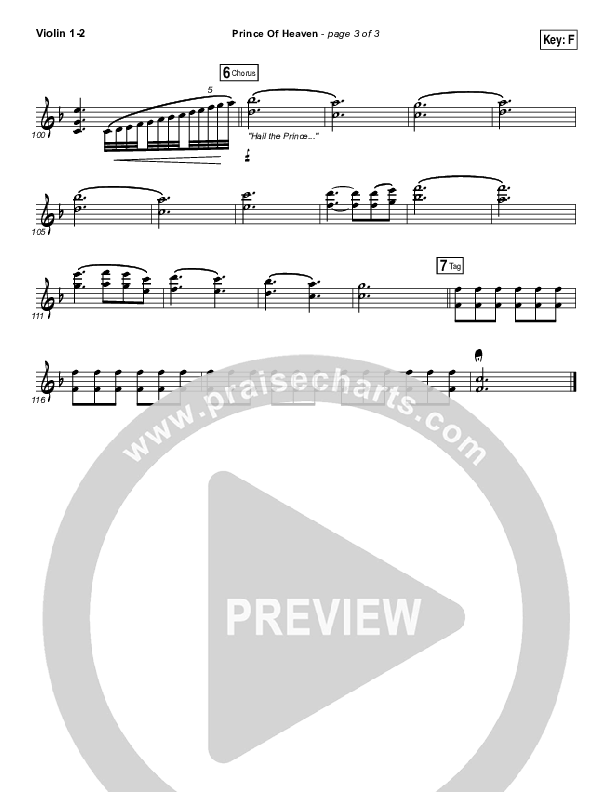 Prince Of Heaven Violin 1/2 (Hillsong Worship)