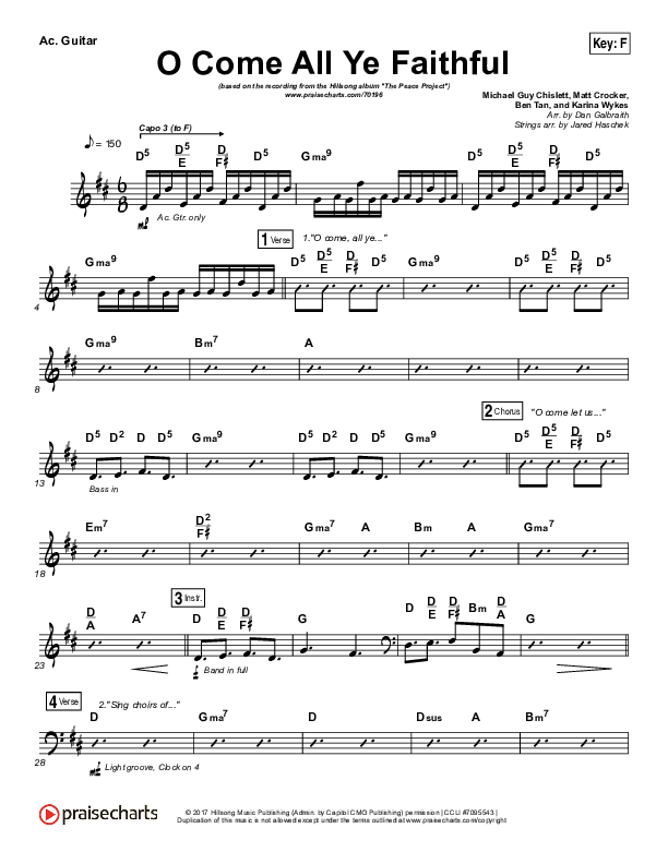 O Come All Ye Faithful Acoustic Guitar (Hillsong Worship)