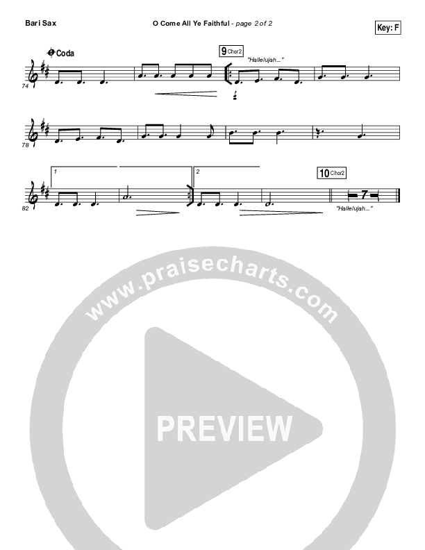 O Come All Ye Faithful Bari Sax (Hillsong Worship)