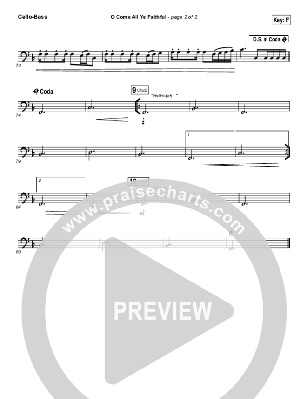 O Come All Ye Faithful Cello/Bass (Hillsong Worship)