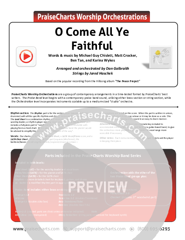 O Come All Ye Faithful Cover Sheet (Hillsong Worship)