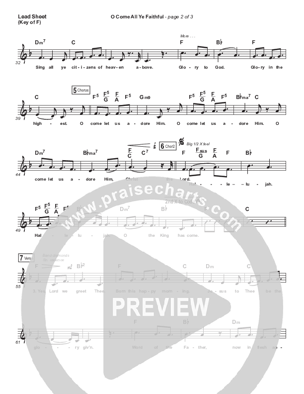 O Come All Ye Faithful Lead Sheet (Melody) (Hillsong Worship)