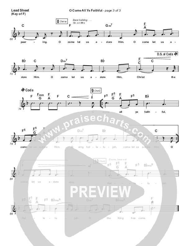 O Come All Ye Faithful Lead Sheet (Melody) (Hillsong Worship)