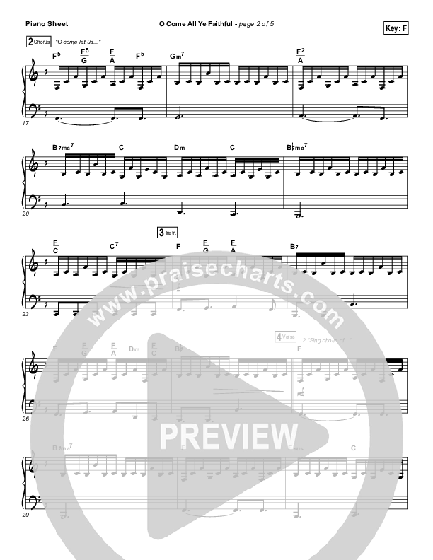 O Come All Ye Faithful Piano Sheet (Hillsong Worship)