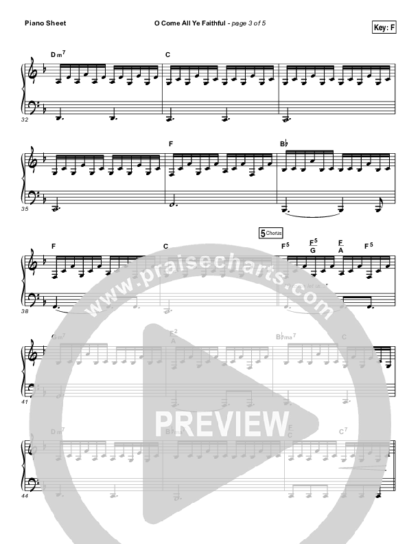 O Come All Ye Faithful Piano Sheet (Hillsong Worship)